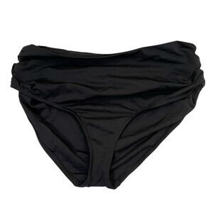Anne Cole Convertible Bikini Bottom XL Black Shirred High Rise Multi-way Swim